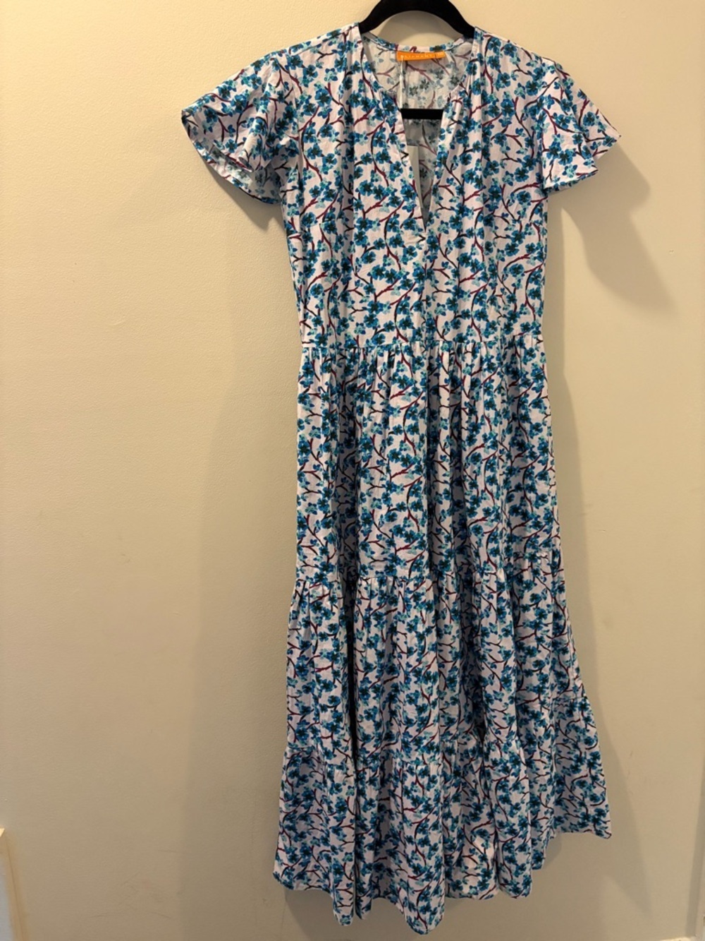 Oliphant - Tuckernuck - Blue Floral Tiered Maxi Dress - NWT - size XXS
